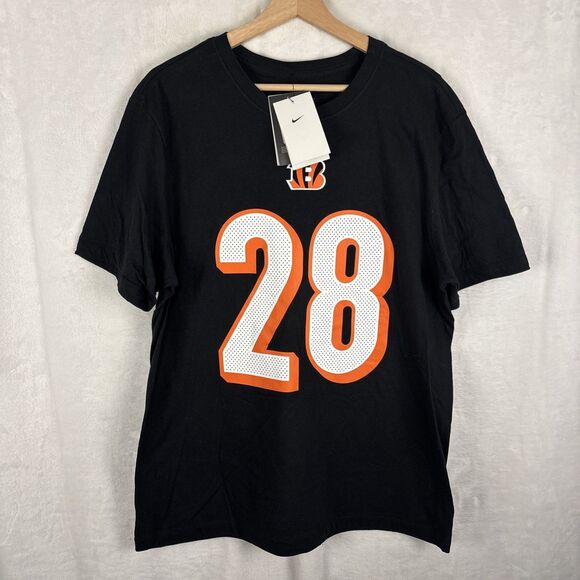 Nike Cincinnati Bengals Joe Mixon #28 Black T-Shirt Men's Large Jersey Shirt NWT - Picture 1 of 6